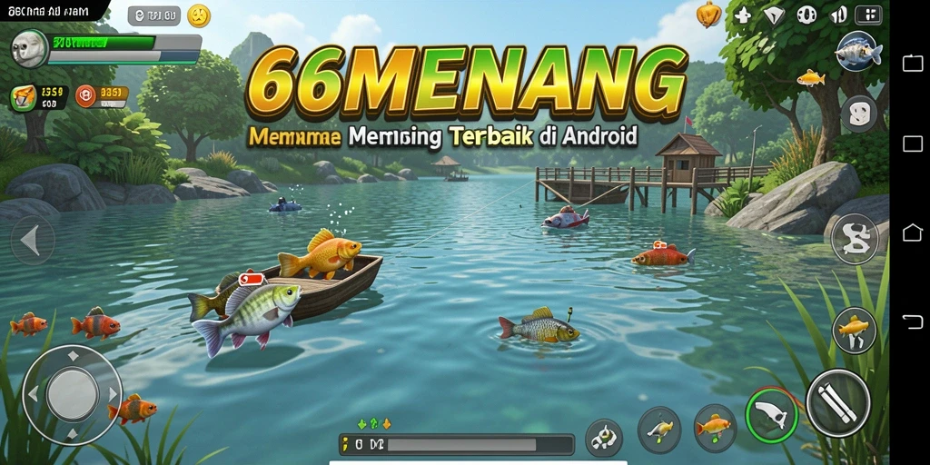 Gameplay 66MENANG yang menampilkan keseruan memancing.