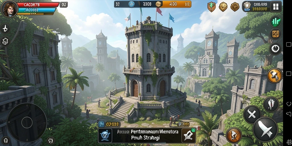 Tangkapan layar menunjukkan gameplay menantang di CACOR78 dengan strategi menara yang cerdas.