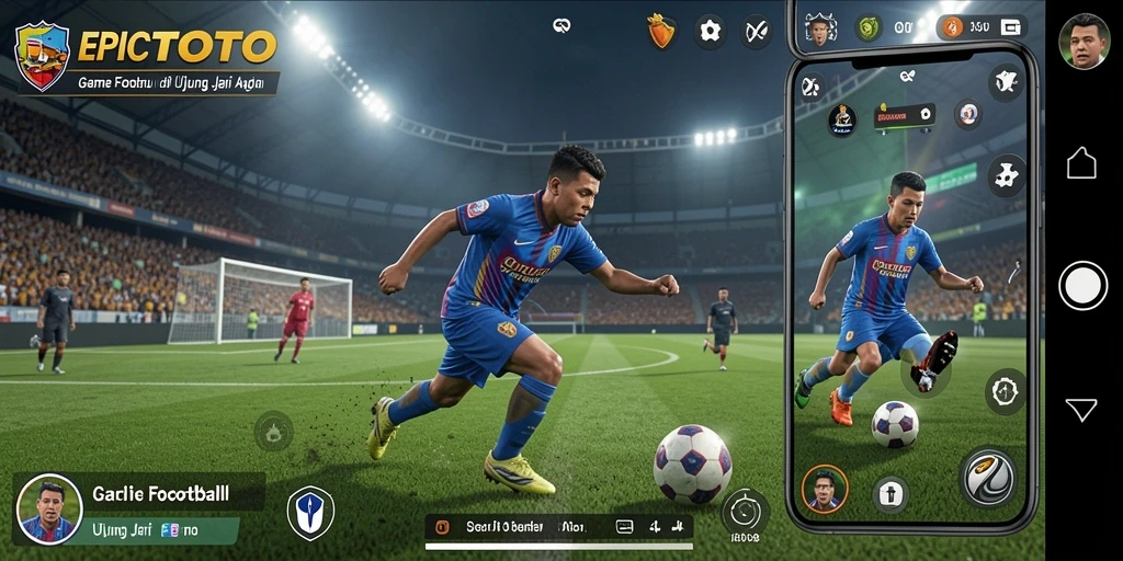 Screenshot utama EPICTOTO menampilkan aksi pertandingan sepak bola yang intens.