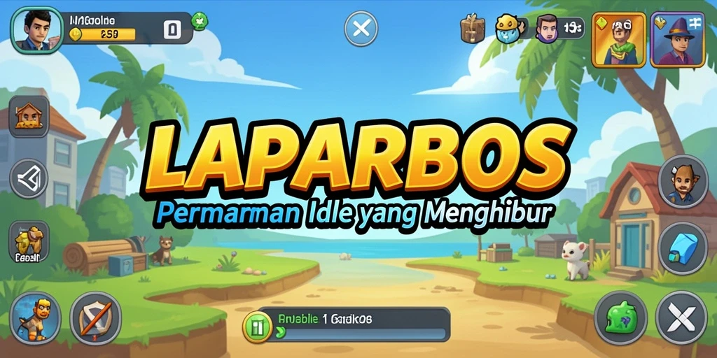 Tampilan gameplay LAPARBOS dengan karakter dan sumber daya yang menarik.