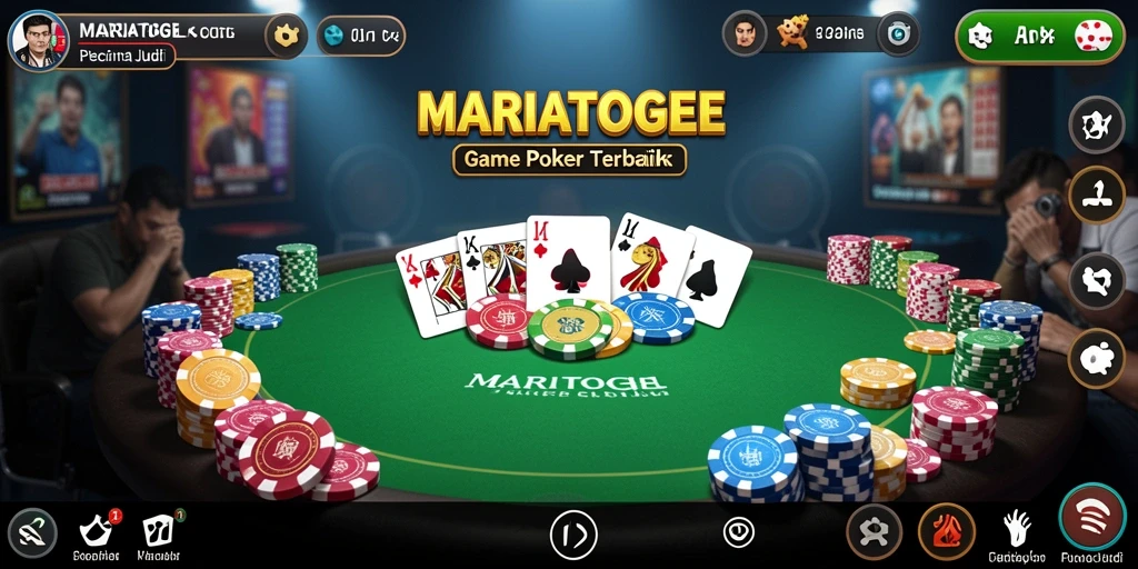 Screenshot gameplay MARIATOGEL menampilkan aksi seru permainan poker.