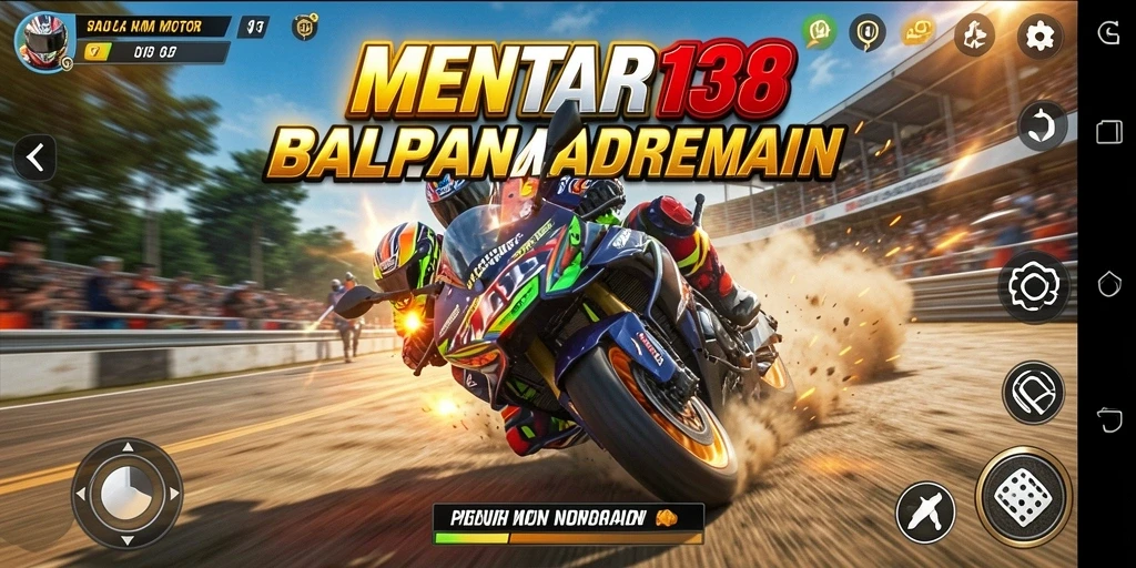 Tampilan gameplay MENTARI138 yang mendebarkan dalam balapan motor.