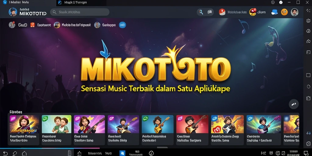 Screenshot utama MIKOTOTO menampilkan gameplay musik yang menarik.
