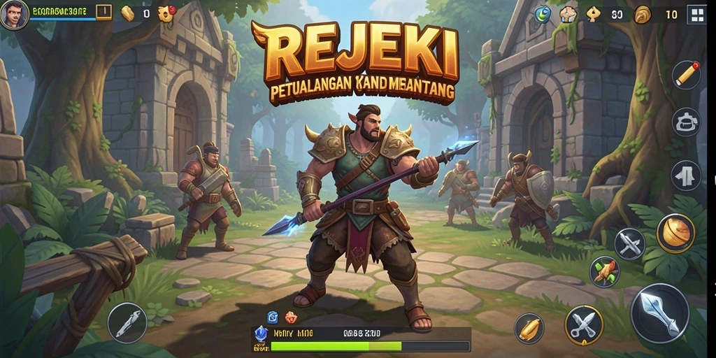 Screenshot dari gameplay seru dalam REJEKI dengan karakter bertarung.