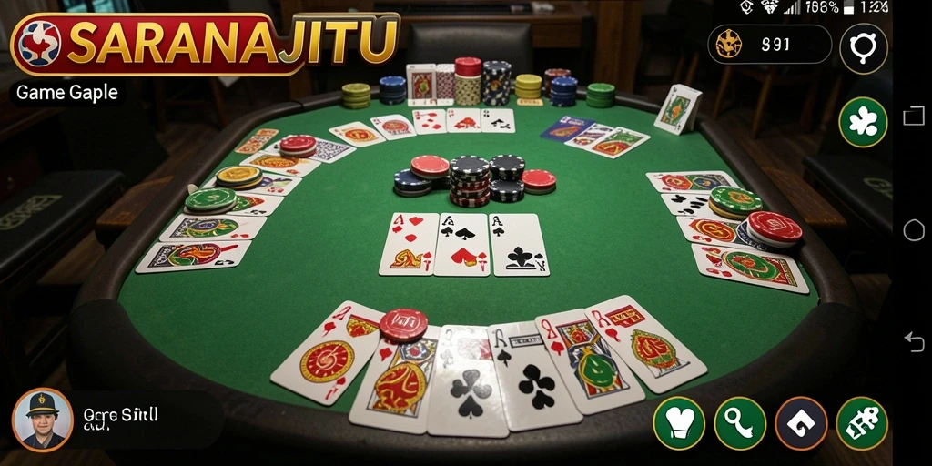 Screenshot SARANAJITU menampilkan gameplay Gaple yang seru dan interaktif.