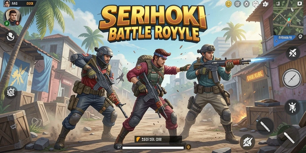 Screenshot gameplay SEHOKI yang menunjukkan aksi pertarungan Battle Royale.