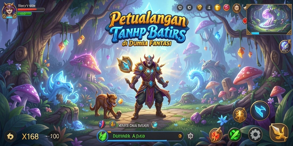 Screenshot gameplay X168 yang menunjukkan aksi petualangan yang mendebarkan.